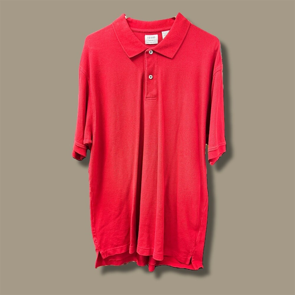 IZOD Polo Shirt Men's XL Red Solid Short Sleeve Classic Fit Golf Casual